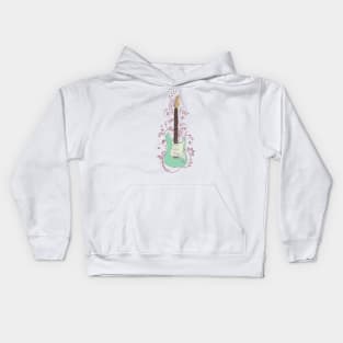 Surf Green S-Style Electric Guitar Flowering Vines Kids Hoodie